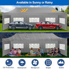 10x30 Pop Up Canopy Tent with 8 Sidewalls, Heavy Duty Canopy, Gray in Gray, alternate view 6