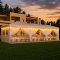 10x30 Pop Up Canopy Tent with LED Light, Party Tent, White in White