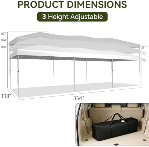 10x30 Pop Up Canopy Tent with LED Light, Party Tent, White in White, alternate view 2