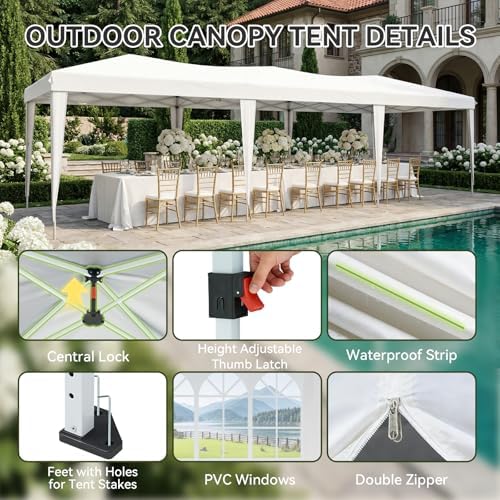 10x30 Pop Up Canopy Tent with LED Light, Party Tent, White in White, alternate view 5