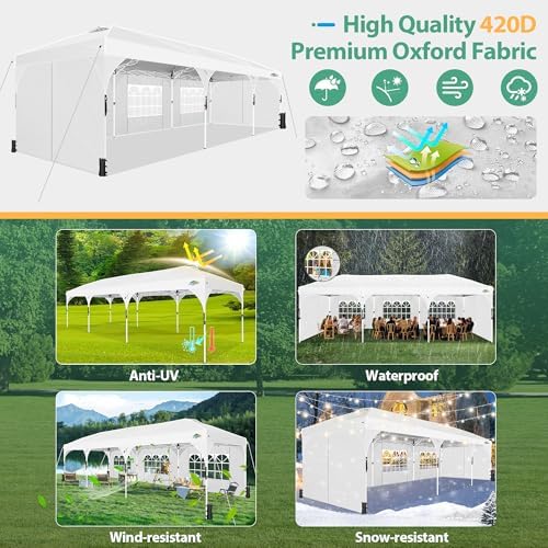 10x30 Pop Up Canopy Tent with Patented Center-Lock, Easy Setup Party Tent with 5 Removable Sidewalls, Wheeled, alternate view