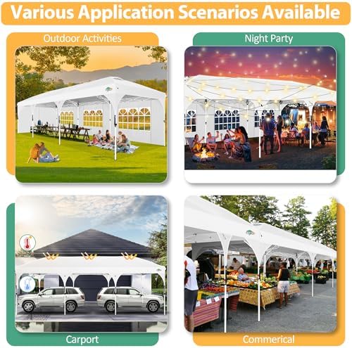 10x30 Pop Up Canopy Tent with Patented Center-Lock, Easy Setup Party Tent with 5 Removable Sidewalls, Wheeled, alternate view