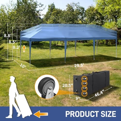 10x30 Pop Up Canopy Tent with Sidewalls, Outdoor Gazebo Canopy Tent, Patio Event Tents Outdoor Event Shelter for, alternate