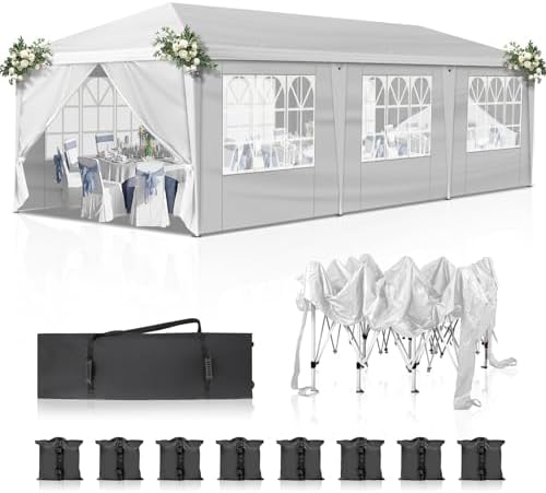 10x30 Pop Up Canopy Tent with Sidewalls, Outdoor Gazebo Canopy Tent, Patio Event Tents Outdoor Event Shelter for