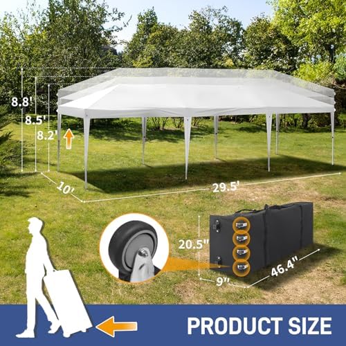 10x30 Pop Up Canopy Tent with Sidewalls, Outdoor Gazebo Canopy Tent, Patio Event Tents Outdoor Event Shelter for, alternate