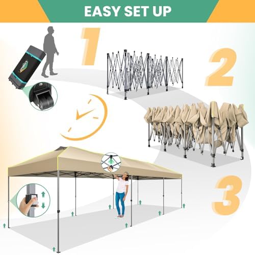 10x30 Pop Up Canopy, Wedding Party Tent Without Sidewall One Push Setup Glow, 3 Adjustable Height Air Vent, alternate view 3