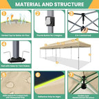 10x30 Pop Up Canopy, Wedding Party Tent Without Sidewall One Push Setup Glow, 3 Adjustable Height Air Vent, alternate view 5