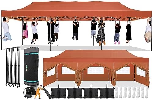 10x30 Pop Up Canopy with 8 Sidewall, Heavy Duty Canopy UPF 50+ All Season Wind Waterproof Commercial Outdoor