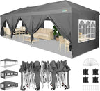 10x30 Pop Up Canopy with 8 Sidewalls for Parties Wedding Backyard, Waterproof Outdoor Commercial Event Shelter