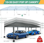 10x30 Pop Up Canopy with 8 Sidewalls, One Push Easy Setup, Gray in Gray, alternate view 3