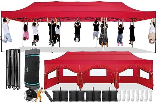 10x30 Pop Up Canopy with Sidewall, Heavy Duty Canopy UPF 50+ All Season Wind Waterproof Commercial Outdoor