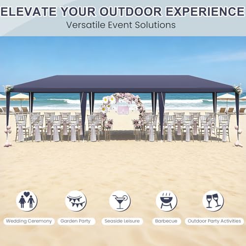 10x30 Waterproof Party Tent with Sidewalls, Outdoor Canopy Tent with 6 Removable Walls & 2 Zipper Doors for, alternate view 4