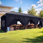 10x30FT Easy Pop Up Canopy Tent with Three Center Lock in 10x30FT in Jet-black