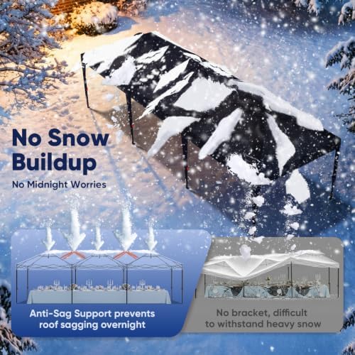10x30FT Easy Pop Up Canopy Tent with Three Center Lock in 10x30FT in Jet-black, alternate view 4