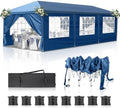 10x30ft Ez Pop Up Canopy Tent with 8 SideWalls Blue in 10x30ft