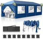 10x30ft Ez Pop Up Canopy Tent with 8 SideWalls Blue in 10x30ft