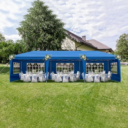 10x30ft Ez Pop Up Canopy Tent with 8 SideWalls Blue in 10x30ft, alternate view 2