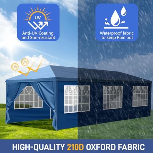 10x30ft Ez Pop Up Canopy Tent with 8 SideWalls Blue in 10x30ft, alternate view 6
