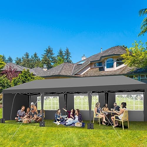 10x30ft Ez Pop Up Canopy Tent with 8 SideWalls Grey in 10x30ft, alternate view 2