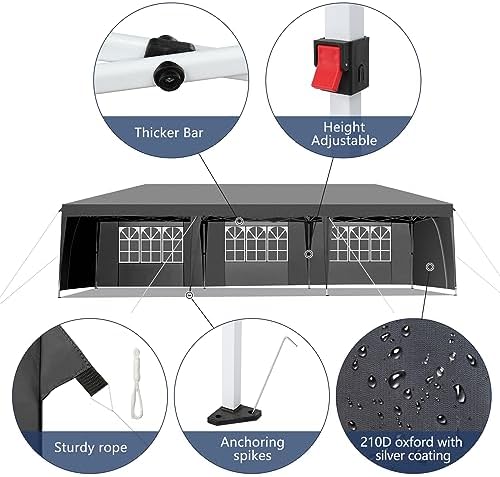 10x30ft Ez Pop Up Canopy Tent with 8 SideWalls Grey in 10x30ft, alternate view 5