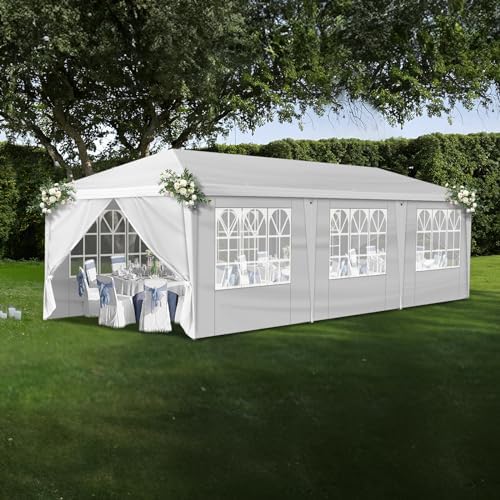 10x30ft Ez Pop Up Canopy Tent with 8 SideWalls White in 10x30ft, alternate view 2