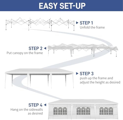 10x30ft Ez Pop Up Canopy Tent with 8 SideWalls White in 10x30ft, alternate view 7