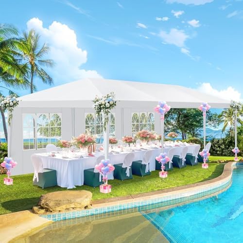 10x30FT Party Tent 300 Sq Ft Outdoor Canopy with 8 Removable Sidewalls, 2 Zipper Doors, 16 Ropes and 36 Stakes, alternate