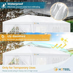 10x30FT Party Tent 300 Sq Ft Outdoor Canopy with 8 Removable Sidewalls, 2 Zipper Doors, 16 Ropes and 36 Stakes, alternate