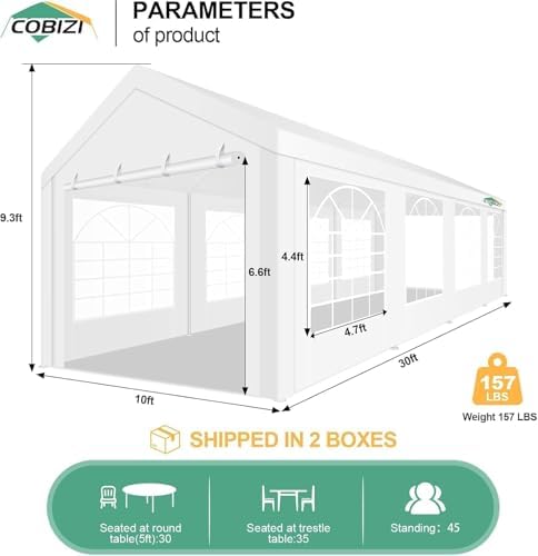 10x30FT Party Tent Heavy Duty for Parties(Better Than Galvanized), Powder Coating, Outdoor Wedding Gazebo Canopy, alternate