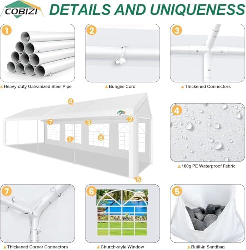 10x30FT Party Tent Heavy Duty for Parties(Better Than Galvanized), Powder Coating, Outdoor Wedding Gazebo Canopy, alternate