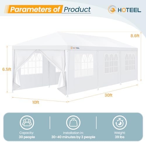 10x30FT Party Tent, Large Outdoor Canopy Tents for Parties in 10x30FT, alternate view 2
