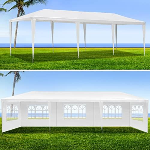 10x30ft Party Tent, Outdoor Canopy Tent Carport with 8 Removable Sidewalls, Wedding Event Shelter BBQ Wedding, alternate view