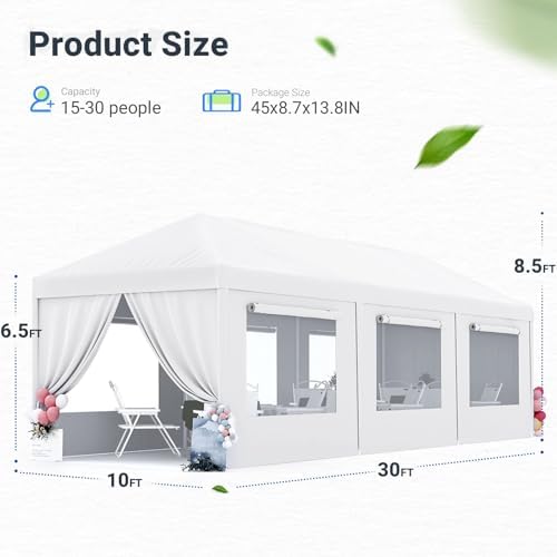 10x30ft Party Tent with Removable Mesh Sidewalls in 10x30ft, alternate view 3