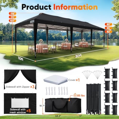 10x30FT Pop up Canopy with Sidewalls in 10x30FT, alternate view 2