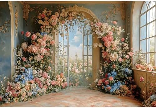 10x6.5ft Flower Wall Backdrop Photography Oil Painting Floral Wall Backdrop in 10x6.5ft