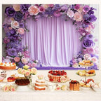 10X6.5ft Purple Flower Wall Background Photography Lavender Backdrop for Parties Wedding, Girls Birthday, alternate view 2