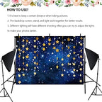 10x6ft Twinkle Twinkle Little Star Backdrops Navy Blue Galaxy Starry Night Gold Stars Photography Background for, alternate