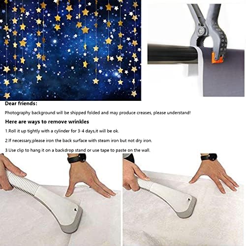 10x6ft Twinkle Twinkle Little Star Backdrops Navy Blue Galaxy Starry Night Gold Stars Photography Background for, alternate