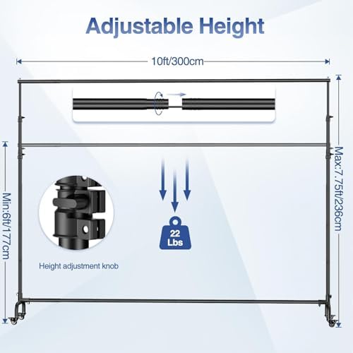 10x7.7ft Rolling Backdrop Stand with Wheels Movable Banner Stand in 10x7.7ft, alternate view 2
