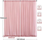 10x7ft Dusty Rose Chiffon Backdrop Curtains, Wrinkle-Free Sheer Fabric Photo Drapes for Wedding Ceremony Arch, alternate view
