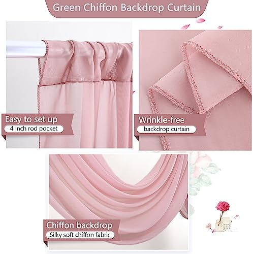 10x7ft Dusty Rose Chiffon Backdrop Curtains, Wrinkle-Free Sheer Fabric Photo Drapes for Wedding Ceremony Arch, alternate view