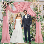 10x7ft Dusty Rose Chiffon Backdrop Curtains, Wrinkle-Free Sheer Fabric Photo Drapes for Wedding Ceremony Arch, alternate view
