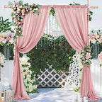 10x7ft Dusty Rose Chiffon Backdrop Curtains, Wrinkle-Free Sheer Fabric Photo Drapes for Wedding Ceremony Arch, alternate view