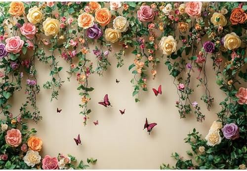 10x7ft Flowers Wall Photography Background Spring Floral Botanical Banner in 10x7ft