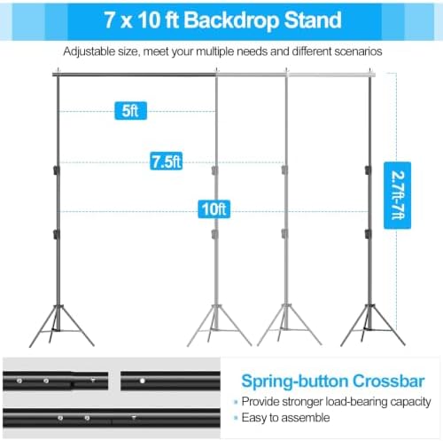 10x7Ft Heavy Duty Backdrop Stand, Adjustable Banner Stand for Photo in 7x10ft in white, alternate view 2