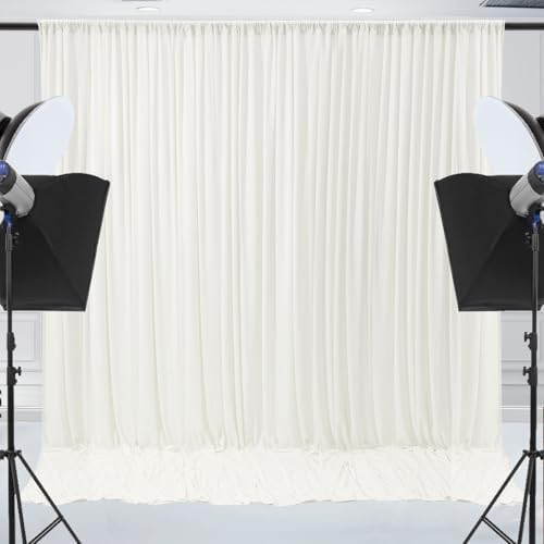 10x7ft Wrinkle Free Ivory Backdrop Curtain for Parties Soft Fabric Drapes Wedding Ivory Curtain Backdrop for, alternate view