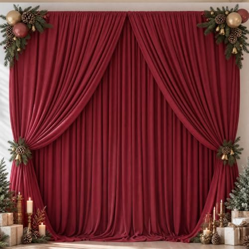 10x7ft Wrinkle Free Red Christmas Backdrop Curtain for Parties in 10x7ft, alternate view 2