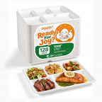 10x8 128-Pack 5-Compartment Divided Plates, Ideal for Light Meals, Kids Lunch, Meal Prep & Party, Heavy Duty
