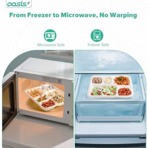 10x8 128-Pack 5-Compartment Divided Plates, Ideal for Light Meals, Kids Lunch, Meal Prep & Party, Heavy Duty, alternate view