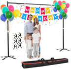 10x8.5ft Adjustable Heavy Duty Backdrop Stand with Cross Base in 10x8.5ft in Black